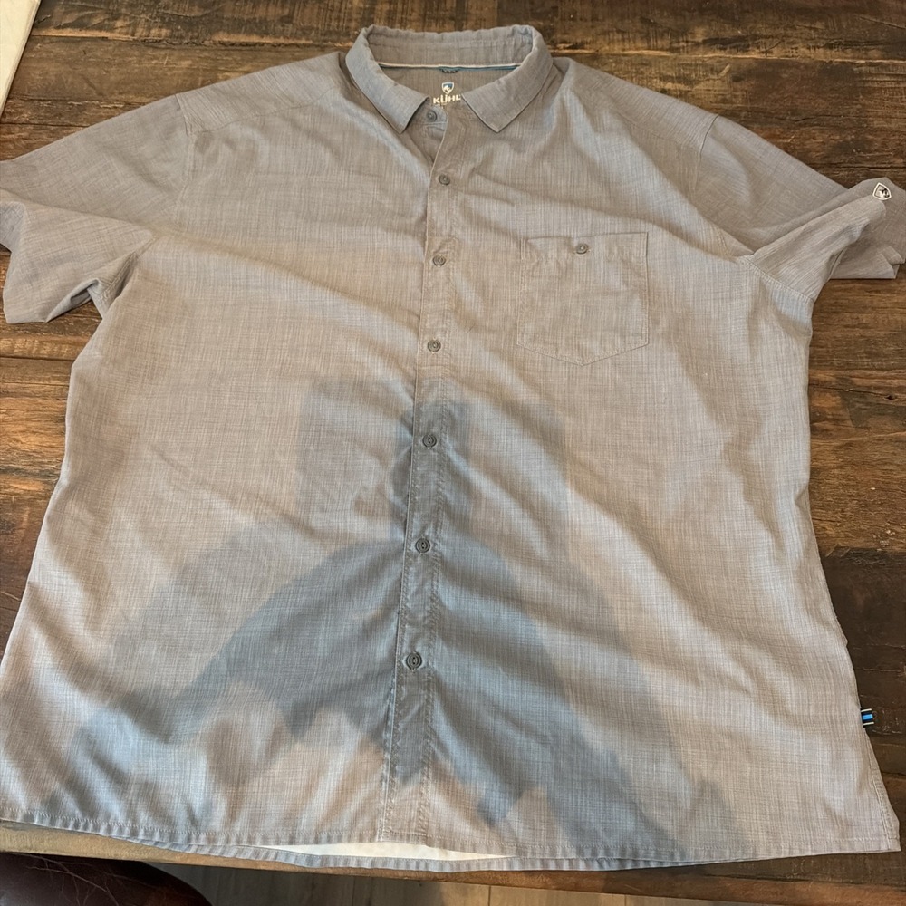 Kuhl Men's Short Sleeve Button Down Performance Shirt Gray Size XXL!